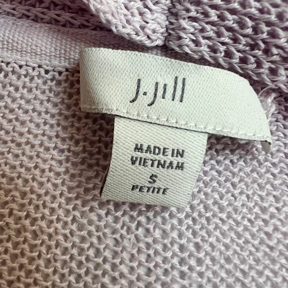 J. Jill Womens Linen Blend Open Cardigan Small Petite Pale Lilac Pastel Long - Picture 5 of 9